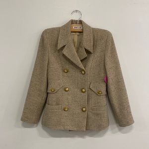 PARADISO vintage light yellow beige double breasted jacket